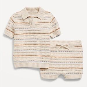 Old Navy Cream and Tan Knit Baby Set (12-28 months)